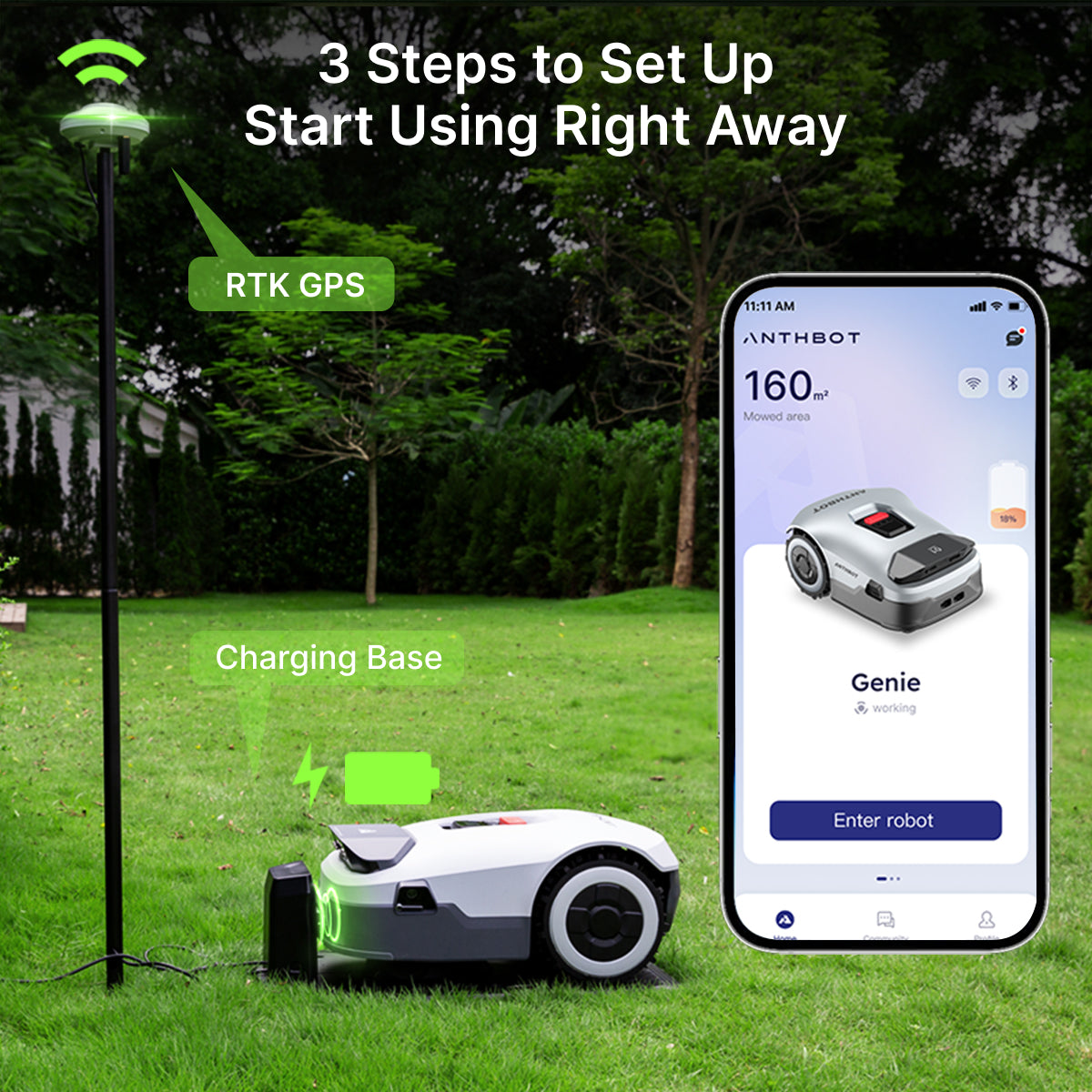 ANTHBOT Genie: Smart AI Robot Lawn Mower - No Wire